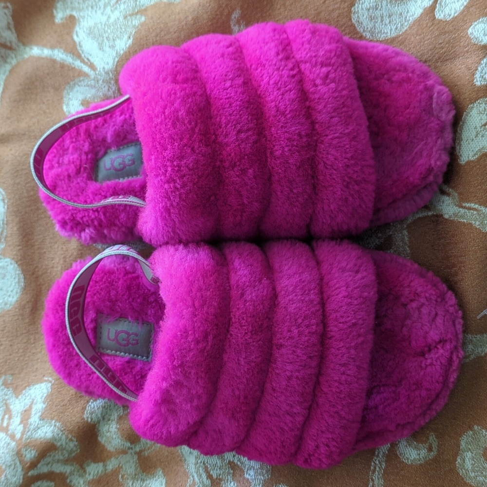 UGG Kids Fluff Yeah Slide Rock Rose size 1